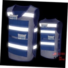 Ice Vest for Men Adjustable Reflective Cooling Vest for Women Summer 1 Blue