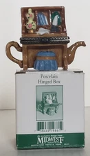 Teapot Desk Porcelain Hinged Trinket Box by PHB Midwest Of Cannon Falls with box