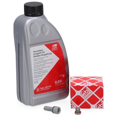 febi 101172 Lamellenkupplungsöl 850ml + 2x Ölablassschraube Haldex für VAG