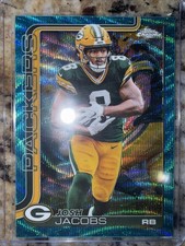 2025 Topps Chrome Josh Jacobs #110 Aqua Wave Refractor /199 PACKERS