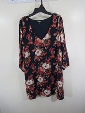 LuLus Dress Size S Blue Floral Pull Over V Neck Long Sleeve