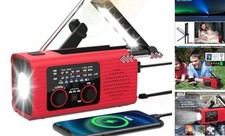 Emergency Weather Radio NOAA Weather Alert Radio Solar Charging, 4000mAh Red