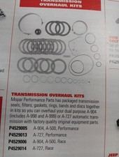 Mopar A-727 Transmission Overhaul Kit With Trans Brake P4529013 Mopar A-727 Transmission Overhaul Kit With Trans Brake P4529013