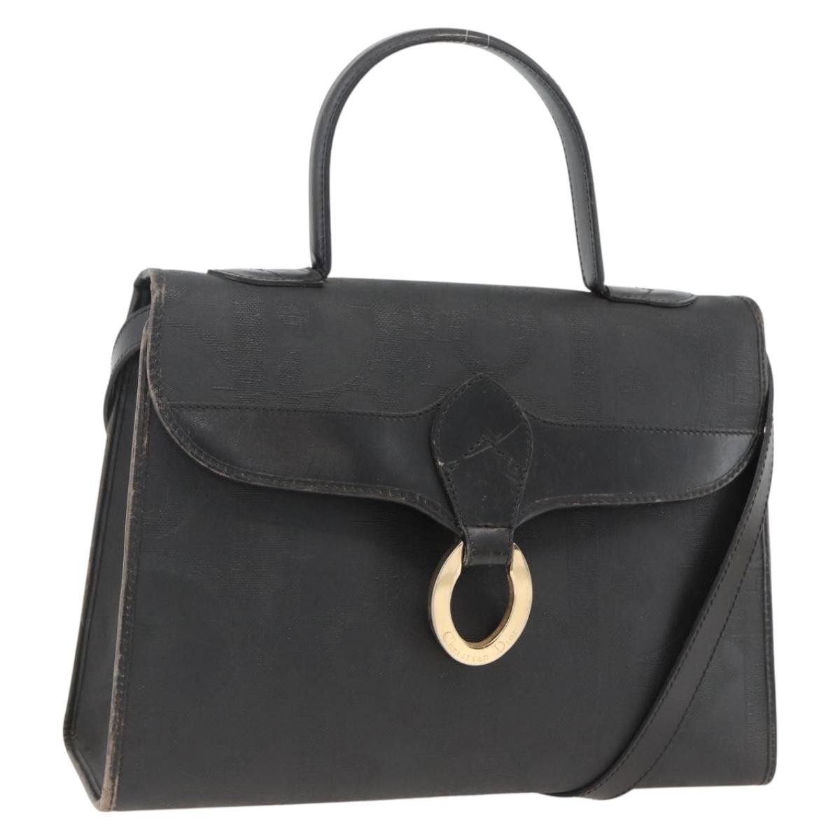 Christian Dior Trotter ハンドバッグ Christian Dior Trotter Canvas Hand Bag PVC Leather 2way Gold Black