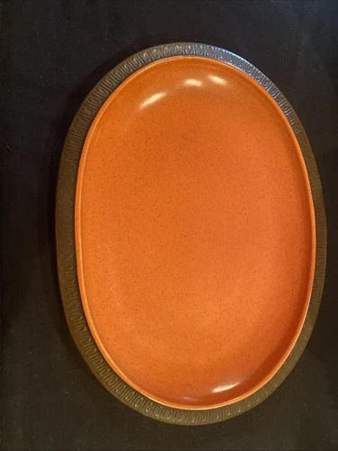 Red Wing USA Dinnerware Platter Stoneware Red W/Tan Trim