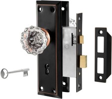 Mortise Lock Set Interior Door Antique Door Knobs with Lock Key Crystal Glass