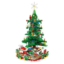 Christmas Tree Building Toy Kit with LED Lights Perfect Tabletop Xmas Tree Gift