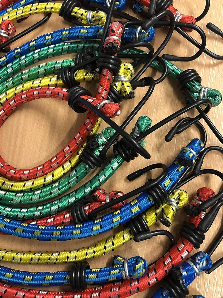 12 NEW BUNGEE STRAPS CORDS SET WITH HOOKS ELASTICATED ROPE CORD CAR BIKE LUGGAGE - Image 2 of 4
