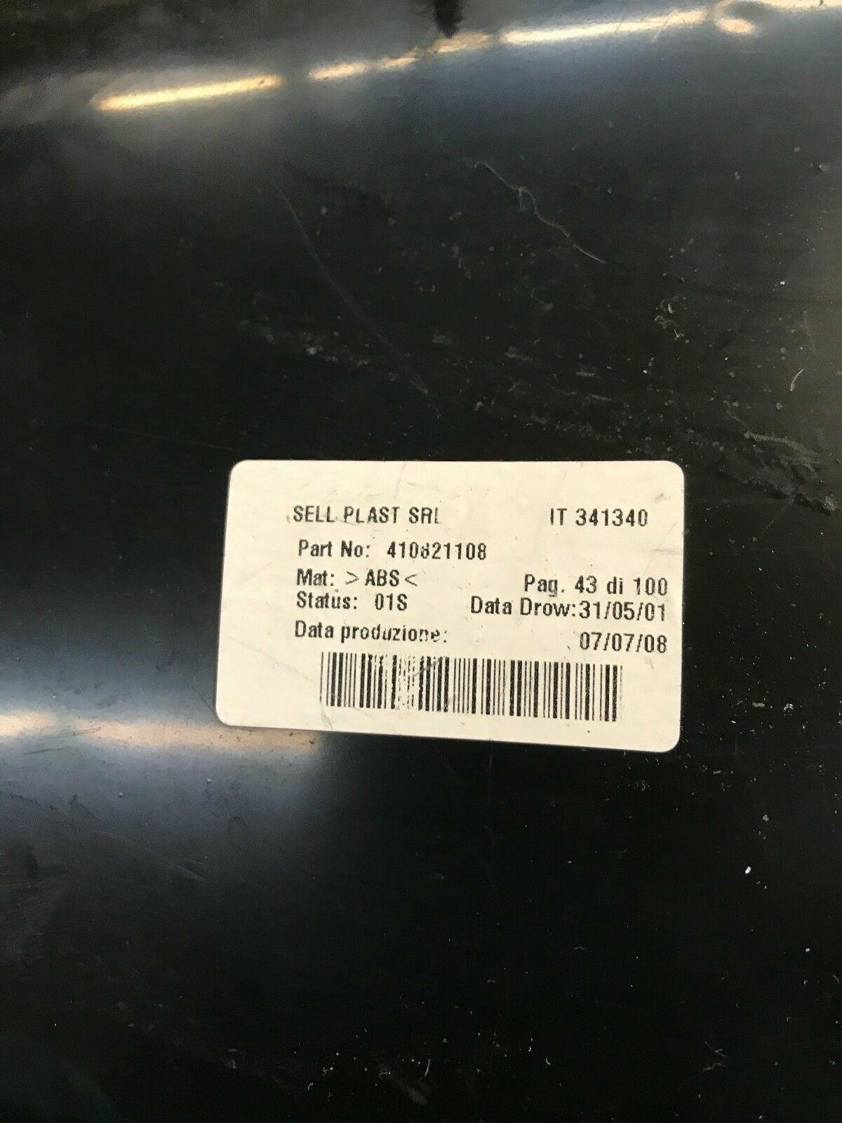 LAMBORGHINI MURCIELAGO 640 FRONT RIGHT WHEEL ARCH CHECKING LID OEM 410821108