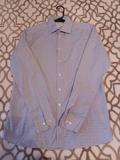 Eton 42 16.5 Large Contemporary Blue Check Button Down Dress Shirt