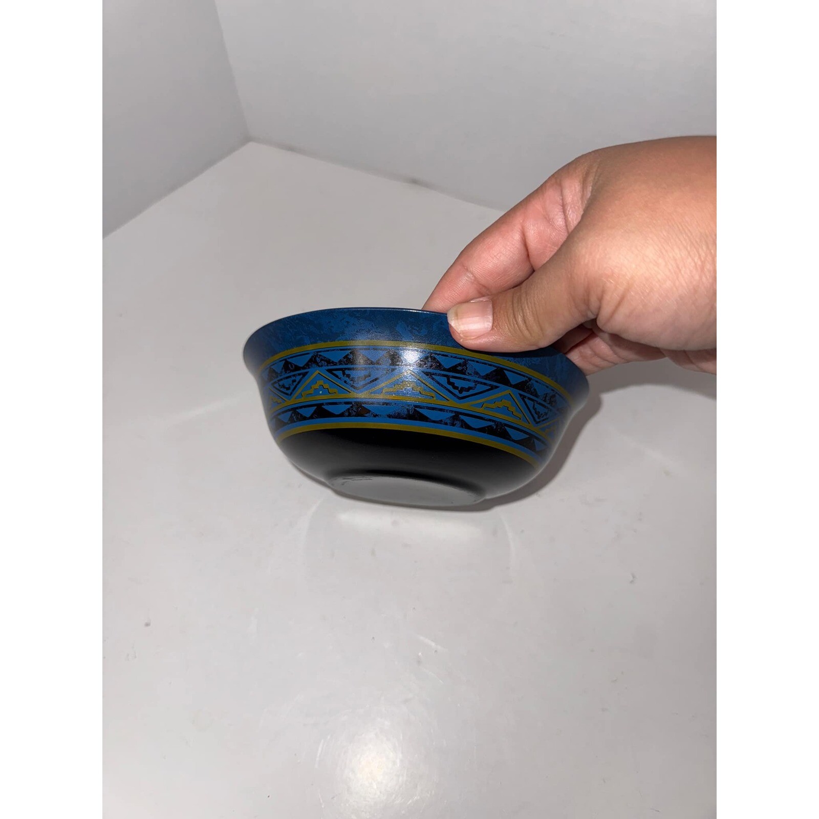 Arcoroc France Black Blue Geometric Serving Bowl Dish