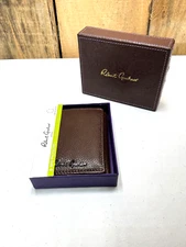 NEW ROBERT GRAHAM MEN'S LEATHER RFID PROTECTED TRIFOLD WALLET BROWN PEBBLED