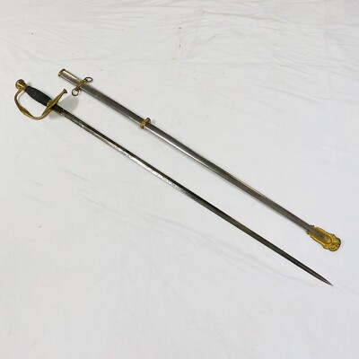Antique USJBA Saint Jean Baptiste Society Fraternal Sword + Scabbard Named RARE