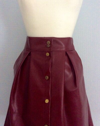 Faux leather dark maroon button up skirt - Picture 1 of 10
