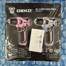 DEKO 8V Cordless Drill, Drill Set with 3/8"Keyless Chuck, 42Pcs Acessories, Buil