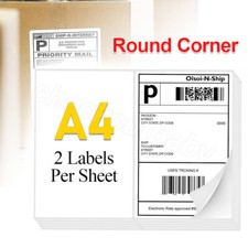 Premium Shipping Labels 8.5x5.5 Half Sheet Round Corner Blank Self Adhesive US