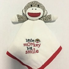 Baby Starters Sock Monkey Plush 13.75" White Red Lovey Security Blanket