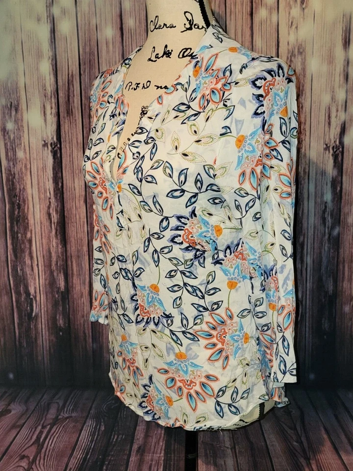 Nordstrom Pale Sky - Small - Paisley Blouse - EUC Foto 4 de 4