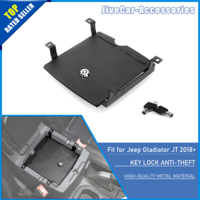 Metal Console Armrest Safety Safe Box Cover Key Lock For Jeep Wrangler JL JT 18+