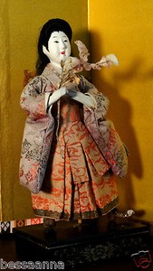 Lg. Antique Meiji Gofun Asian Japanese Fugi Musume or Geisha Doll DA4161412oo