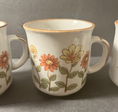 Set Of 5 Floral Mugs Berger De France Fabrique En Coree Stoneware