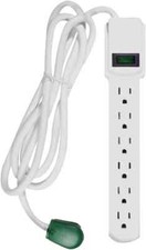 GoGreen Power 6 Outlet Surge Protector with 6 ft. Heavy Duty Cord - White
