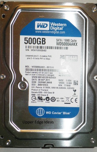 Western Digital 500gb Hard Drive HDD 3.5 WD5000AAKX-001CA0
