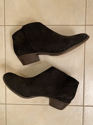 Lucky Brand Women's Brielley Ankle Boots Zip Booties Black Perforated ...
