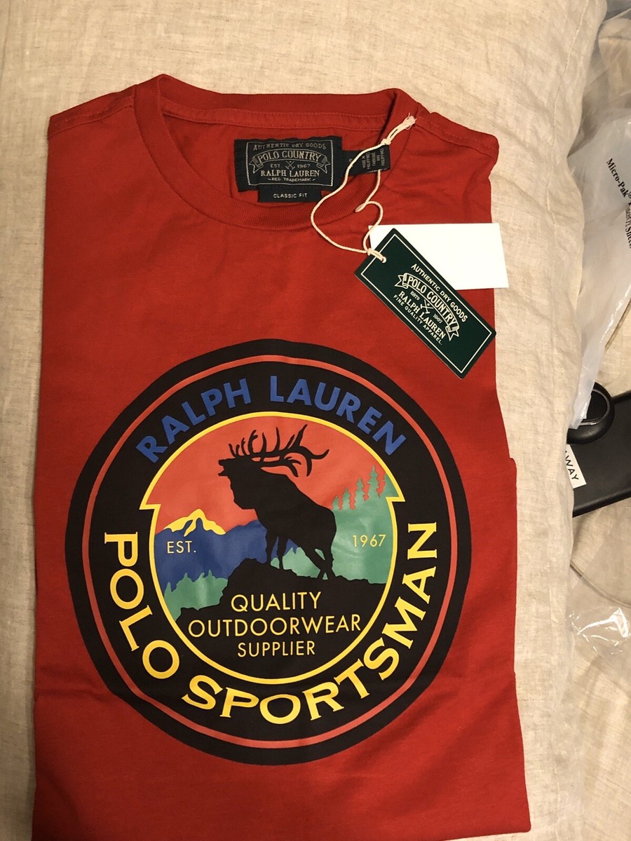 Polo Country Ralph Lauren Sportsmen Red T Shirt Stadium Pwing Size