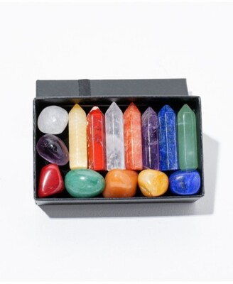 Premium Heilkristalle Set in Geschenkbox 7 Chakra Trommelsteine 7 Chakra Türme