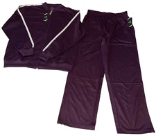 Montique Track Suit Mens Size L Purple Full Zip Stretch Waist Pockets Drawstring