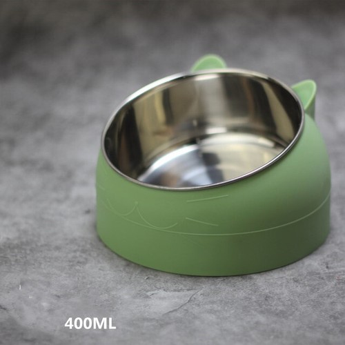 Pet Stainless Steel Tilted Raised Food Water Bowl Cat Elevated Stand Dog Dish - Picture 29 of 40