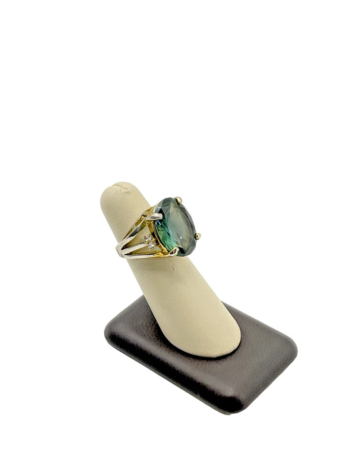 Anillo de diamantes/zafiro simulado plateado talla 6,5 Foto 2 de 4