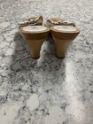 Womens/jrs wooden bottom white leather Mia Slides Size 7 — photo 2
