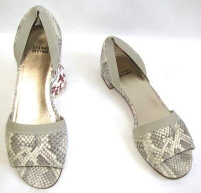 Stuart Weitzman Sandalen GLOVEY Leder Optik Python Creme Grau 40.5 Herv. Zustand