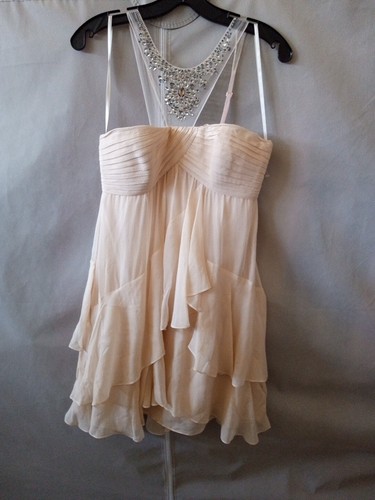 NWT BCBG MAXAZRIA JOYCE RHINESTONE DETAILS RUFFLE FIT & FLATE DRESS SZ 10 - Picture 10 of 11
