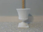 Vintage White Milk Glass Pedestal Vase Greek Key Wheat Pattern Planter