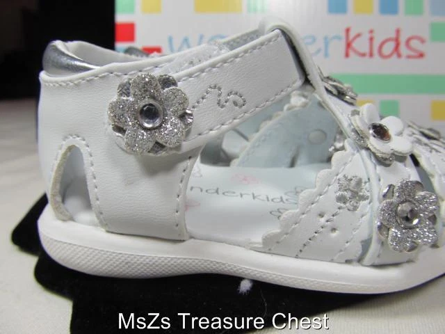 Zapatos de bebé WONDERKIDS blancos "Betsy" con destellos, talla 2M * Nuevos en caja con etiquetas * Foto 4 de 4