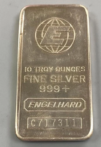 Engelhard 10 Troy Ounces  999+ Fine Silver Bar C717311 L24379