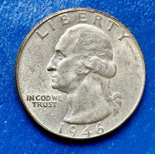 1946 Washington Quarter. 90% Silver. AU Condition. Charity Auction.