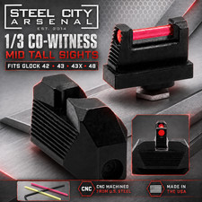 Steel City Arsenal 1/3 CO-WITNESS TALL Fiber Optic Sights For GLOCK 43 43X 48