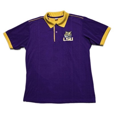 Vintage 1990s LSU Tigers Polo Shirt Embroidered Mens Large Purple Gold