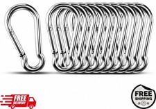 10 PCS Stainless Steel Carabiners Spring Snap Hooks Heavy Duty Keychain Clip NEW