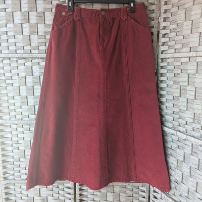 Eddie Bauer Corduroy Midi Skirt Rust Red A-Line Sz 10 NWT Cottagecore Classic