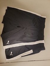 Puma Shorts Boys Medium 10/12 Black Gray Elastic Waistband Pull On Athletic