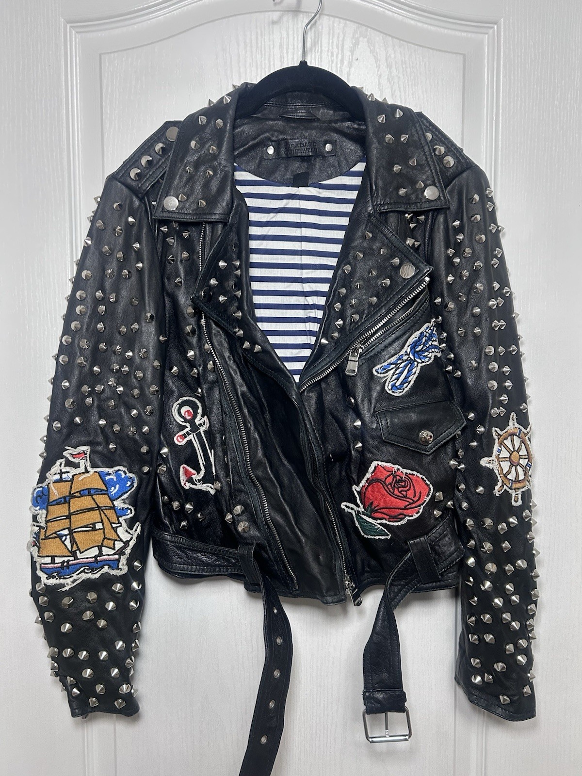 Zara Real Leather Studded Patchwork Jacket - image 3