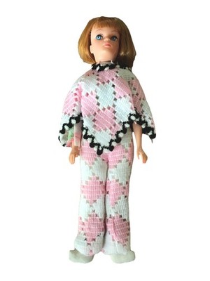 Vintage 1969 UNEEDA Dollikin Red Head Doll In Original Outfit