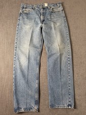 Vintage Levis 505 Orange Tab Reg Fit Light Wash Blue Jeans 36x30 Fits 34x30 
