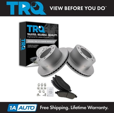 TRQ Rear Premium Ceramic Brake Pad & Coated Rotor Kit for Ford F250 F350