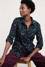 Seasalt Women's Regular Larissa Shirt in Crinkled Organic Cotton Illuminated Gar